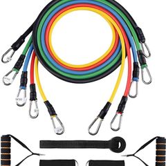 FREE EXPRESS SHIPPING Bands Set 5pcs with Handle Strength Exercise Resistance Band Training Fitness Tubes Tension Bands Workout Gym Equipment Men and Women for Home Use Physical Training Cable