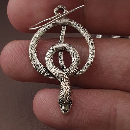 Vintage Snake Brass Earrings Long Dangle Statement Jewelry for Boho & Tribal Style