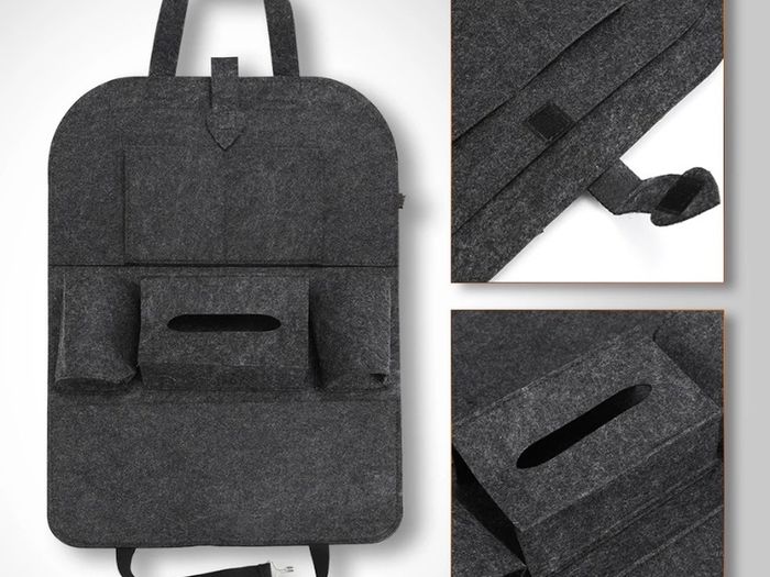 New Car Seat Storage Bag Back Seat Organizer Box Pad Cups Drink Holder Fabric Child Anti-kick Car Accessories Car Decoration