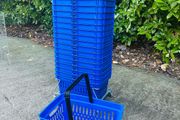 30 Shop Baskets On Stand Job Lot