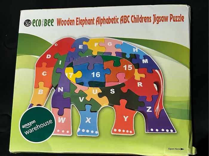 Wooden Elephant Alphabet Puzzle for Kids ABC Learning Jigsaw Toy Eco-Friendly, Colorful Educational Game