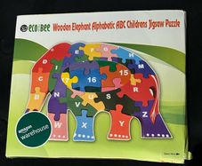 Wooden Elephant Alphabet Puzzle for Kids ABC Learning Jigsaw Toy Eco-Friendly, Colorful Educational Game