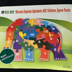 Wooden Elephant Alphabet Puzzle for Kids ABC Learning Jigsaw Toy Eco-Friendly, Colorful Educational Game