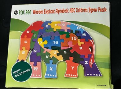 Wooden Elephant Alphabet Puzzle for Kids ABC Learning Jigsaw Toy Eco-Friendly, Colorful Educational Game