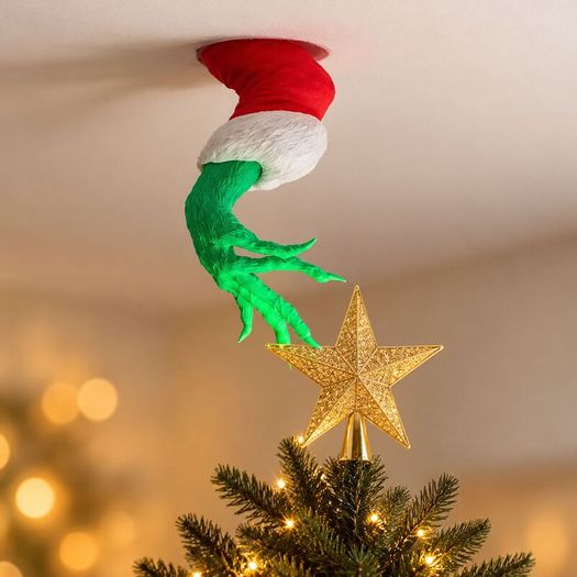 Green Christmas Hand Wall Mount, Bauble Holder 3D
