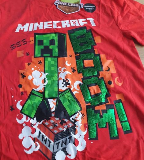 New Tags Minecraft  Tshirt Fantastic Reverse Sequin Boy/girl  Age 12/13 Yrs