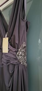 Jenny Packham No.1 charcoal ruched embellished dress Sz 14 - Bnwt Rrp 140 sterling