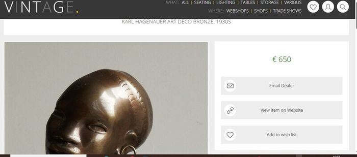 Karl Hagenauer brass bust of an African woman