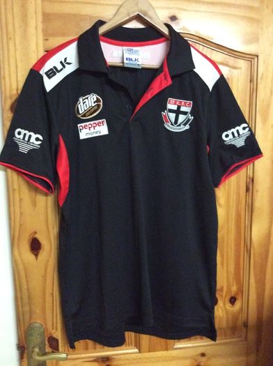 St. Kilda Aussie Rules Football Club.Official BLK Mens Polo Shirt. Melbourne Australia.