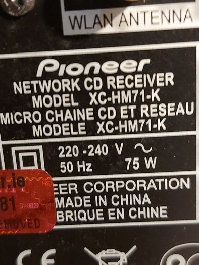 Pioneer Network CD Receiver, Model XC-HM71-K, Radio, CD, IPOD, USB, Wireless Internet Music & Radio, Only one speaker and no remote control