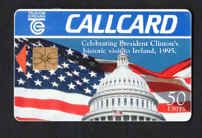 1995 Ireland President Clinton's Historic Visit to Ireland in 1995 (Gemplus GEM1) Call Card Used, Telecom Eireann card number 1111
