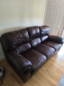 Brown Leather Reclining Suite (3-Seater Sofa and 2 Armchairs)