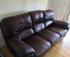 Brown Leather Reclining Suite (3-Seater Sofa and 2 Armchairs)