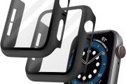 OFFCUP Case with Screen Protector Compatible, 2pcs Hard Case Designed for Apple Watch Series 6/5/4/SE 44mm with Tempered Glass Screen Protector Built-in Tempered Glass Film High Sensitivity (Black)