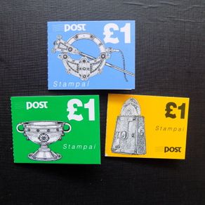 Ireland 1990/92.Three Complete Definitive Stamps in Booklets.Tara Brooch.Ardagh Chalice.St.Patricks Bell Shrine.MNH.