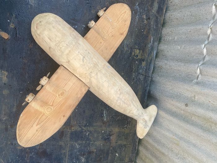 Vintage large solid wood handmade turned