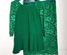 Ollie & Mac Emerald Green Lace Top Skirt Co-ords 14UK/42EU