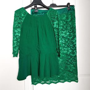 Ollie & Mac Emerald Green Lace Top Skirt Co-ords 14UK/42EU