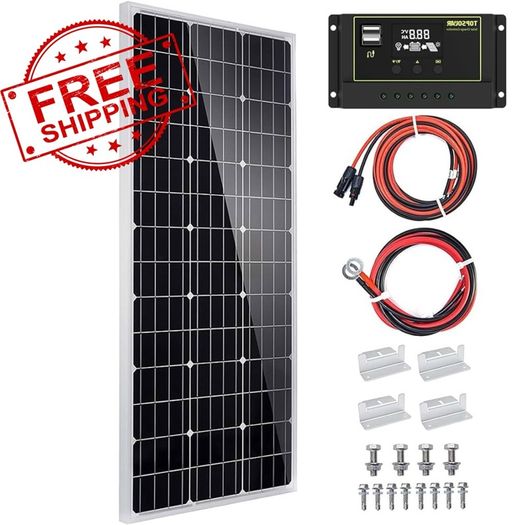 NEW SALE | Solar Panel Kit 100 Watt 12 Volt Monocrystalline Off Grid System for Homes RV Boat