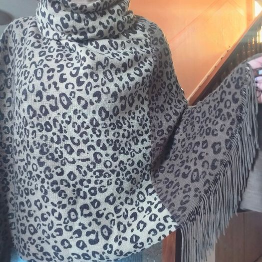 Leopard Print Poncho, ONE SIZE
