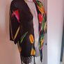 Black floral fringe cover up size UK14 EU42 Postage included Image 2
