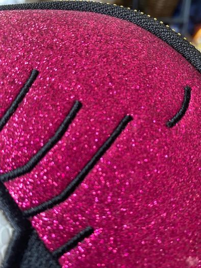 New Skinny Dip magenta glitter lip clutch (read in full)