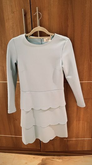 Blue Scalloped Wedding Guest Dress