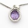 925 Silver Cubic Zirconia Halo Amethyst Necklace Image 3