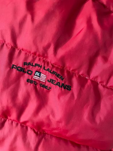 Puffer bomber jacket Polo Jeans Ralph Lauren Down Feather Warm Winter puffer Jacket with Removable Hood red size S