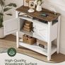 Vintage Console Table, 80 x 35 x 85 cm, White and Walnut Image 5