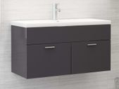 Sink Cabinet with Built-in Basin High Gloss Grey Chipboard