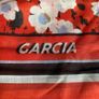 GARCIA Red Floral Lightweight Scarf | Vibrant Colorblock Trim Rectangle Shawl Image 3