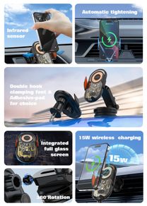 LDNIO MA30/MA30-1 15W Wireless Car Charger Phone Holder Fast Wireless Charging Stand for Smart Phones for iPhone 15 14 13 for Huawei Pura 70 Ultra for Xiaomi Civi 4 Pro for Samsung Galaxy Z Fold6