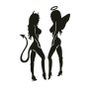 Car Sticker Angel Devil Black White Image 2
