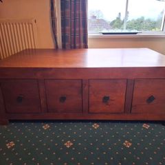 large wooden coffee table