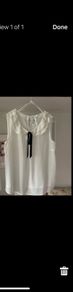 Sheer white size 12 top with frill and Peter Pan collar