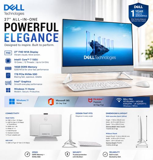 Dell all in one PC. Ultra 7 16gb