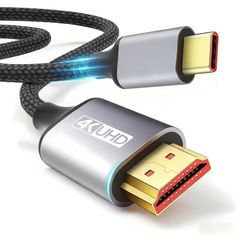 (6ft Long) USB-C to HDTV Cable Compatible for MacBook, Galaxy S9-S25, iPhone 15/16/17, iPad Pro, iMac, Surface -  4K Ultra HD High-Speed USB 3.1 Type-C to HDTV Cord with Thunderbolt 5/4/3 (for Smartphones, Tablets, Monitors, Projectors)