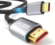 (3ft Long) USB-C to HDTV Cable Compatible for MacBook, Galaxy S9-S25, iPhone 15/16/17, iPad Pro, iMac, Surface -  4K Ultra HD High-Speed USB 3.1 Type-C to HDTV Cord with Thunderbolt 5/4/3 (for Smartphones, Tablets, Monitors, Projectors)