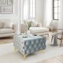 Chesterfield Velvet Square Coffee Table with temp Glass 63x63x45cm Image 7