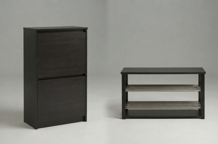 QUICK SALE (BARGAIN): Hallway Shoe Storage Set (Tall 2 - Compartment Cabinet & Matching Shoe Bench) - Excellent Condition (Collectelion D13)