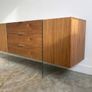 Vintage Mid Century Walnut & Glass Sideboard Scandinavian Image 2