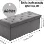 NEW | Folding Storage Ottoman Bench, Velvet Large Footstools Cube for Living Room and Bedroom 110 x 40 x 40 cm - Gray Image 5