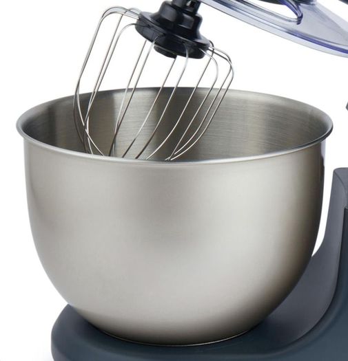 Baking Stand Mixer - 6 Speed Kitchen Mixer With Pulse, 5L Stainless Steel Mixing Bowl, Removable Splash Guard, Whisk, Dough and Beater Attachment, 1200W, Blue/Grey