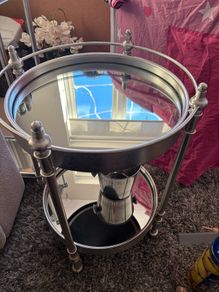 Mirrored Drink tray on wheels/coffee table