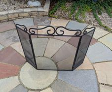 3 Panel Folding Fireplace Screen / Fire Guard - Black Metal Mesh