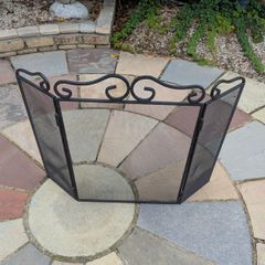 3 Panel Folding Fireplace Screen / Fire Guard - Black Metal Mesh