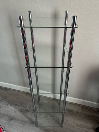 bathroom glass shelving unit