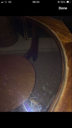 Mid Century Octagonal Coffee Table with Glass Top