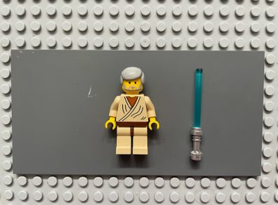 lego Star Wars sw0023 Obi-Wan Kenobi minifigure- Old, Yellow Head, Light Gray Hair